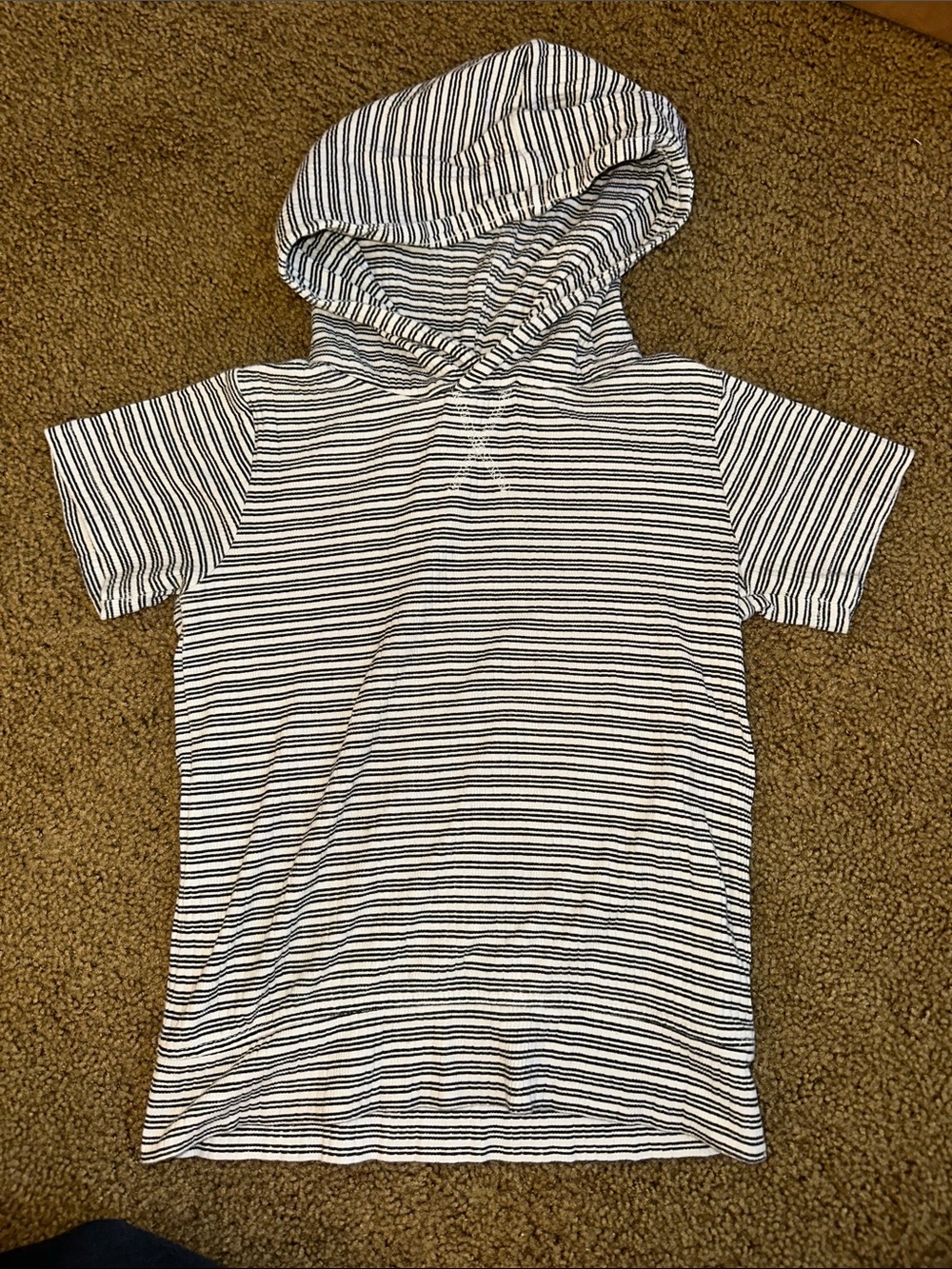 kate quinn Short-Sleeve Hooded Top - White & Black Stripes